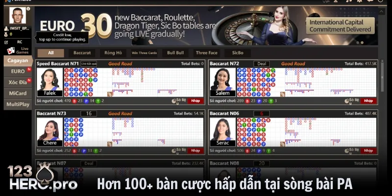 Hơn 100+ bàn cược hấp dẫn tại sòng bài PA