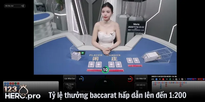 Tỷ lệ thưởng baccarat hấp dẫn lên đến 1:200