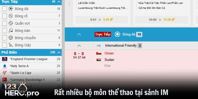 Đa dạng bộ môn thể thao tại sảnh IM