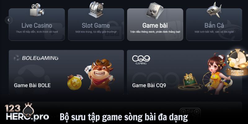 Bộ sưu tập game sòng bài vô cùng đa dạng
