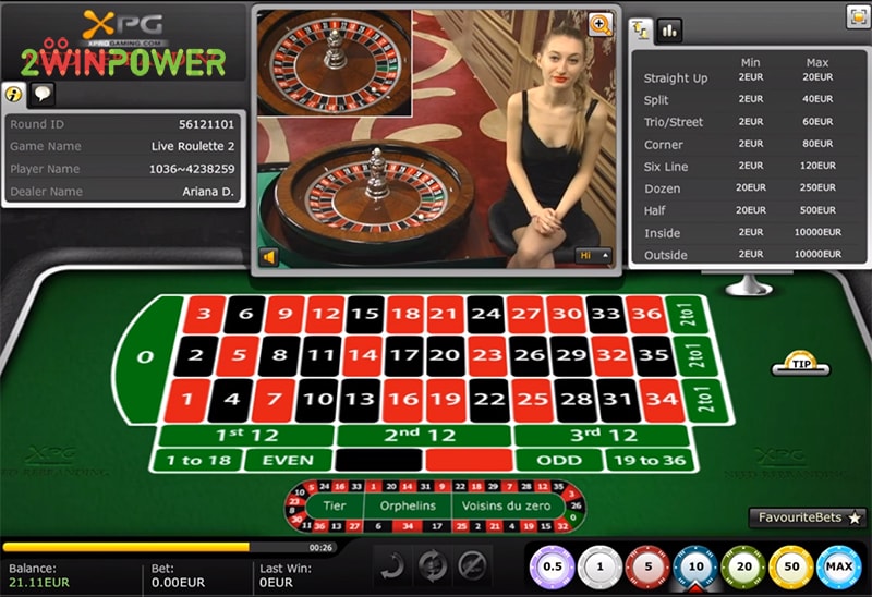 Người chơi có thể thấy góc quay của dealer và bàn chơi roulette ở live casino