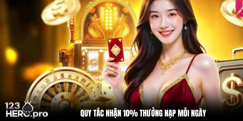Quy tắc nhận 10% thưởng nạp mỗi ngày lên đến 6.000.000 VNĐ