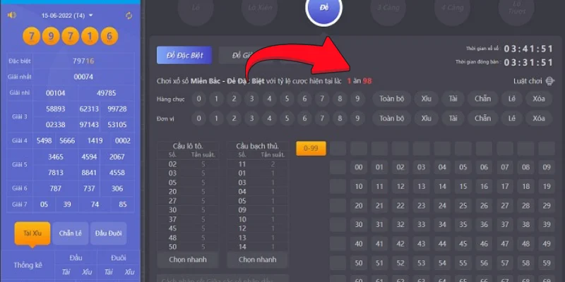 Tỉ lệ ăn lô đề online tại 123hero là 1 ăn 98